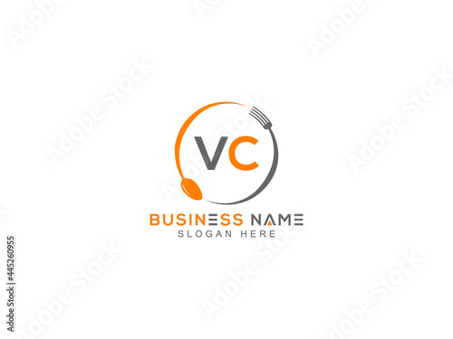 Letter VC Logo, restaurants vc logo icon with line style knife vector for modern kitchen health and food company or business