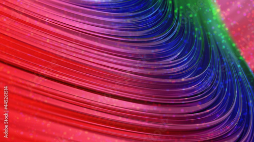 A bright abstract composition of multi-colored bokeh lines. 3d rendering.