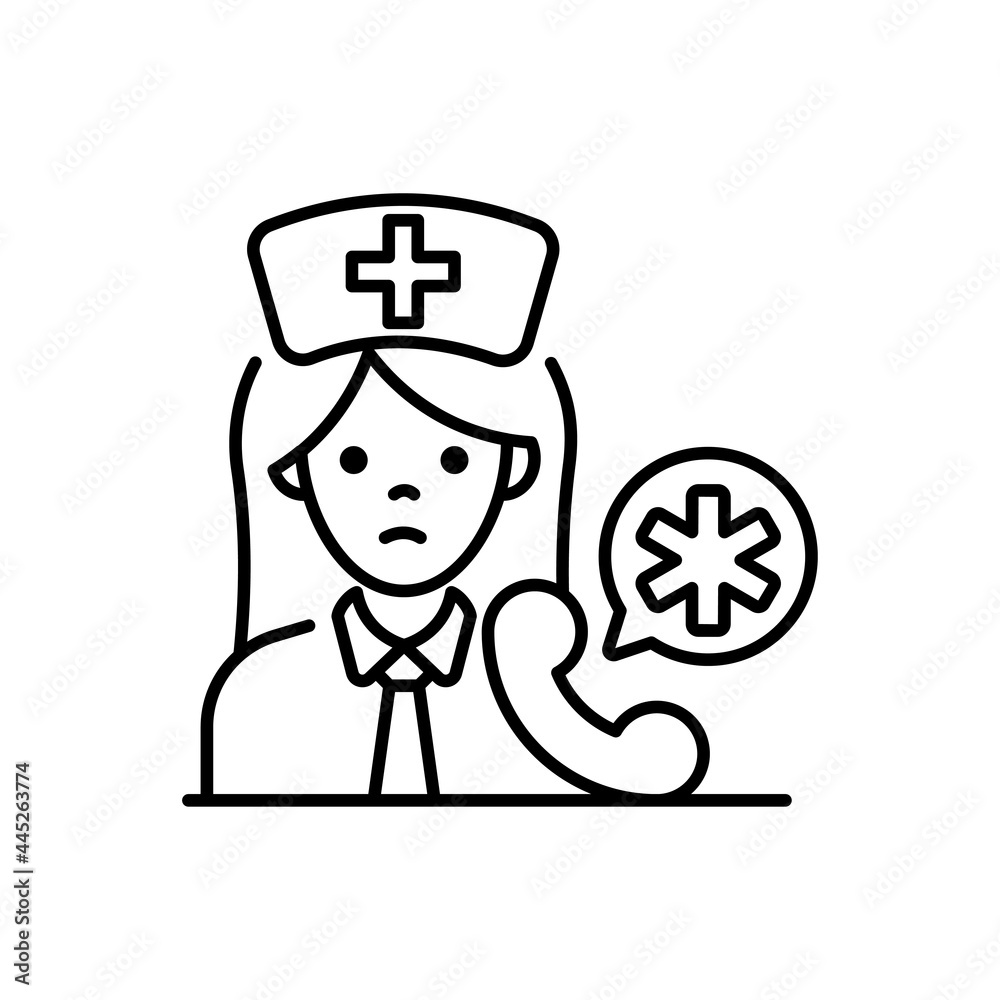 Nurse Vector outline icon style illustration. EPS 10 file