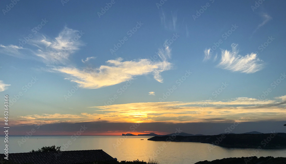 sunset on the coast of alghero, sardinia, italy