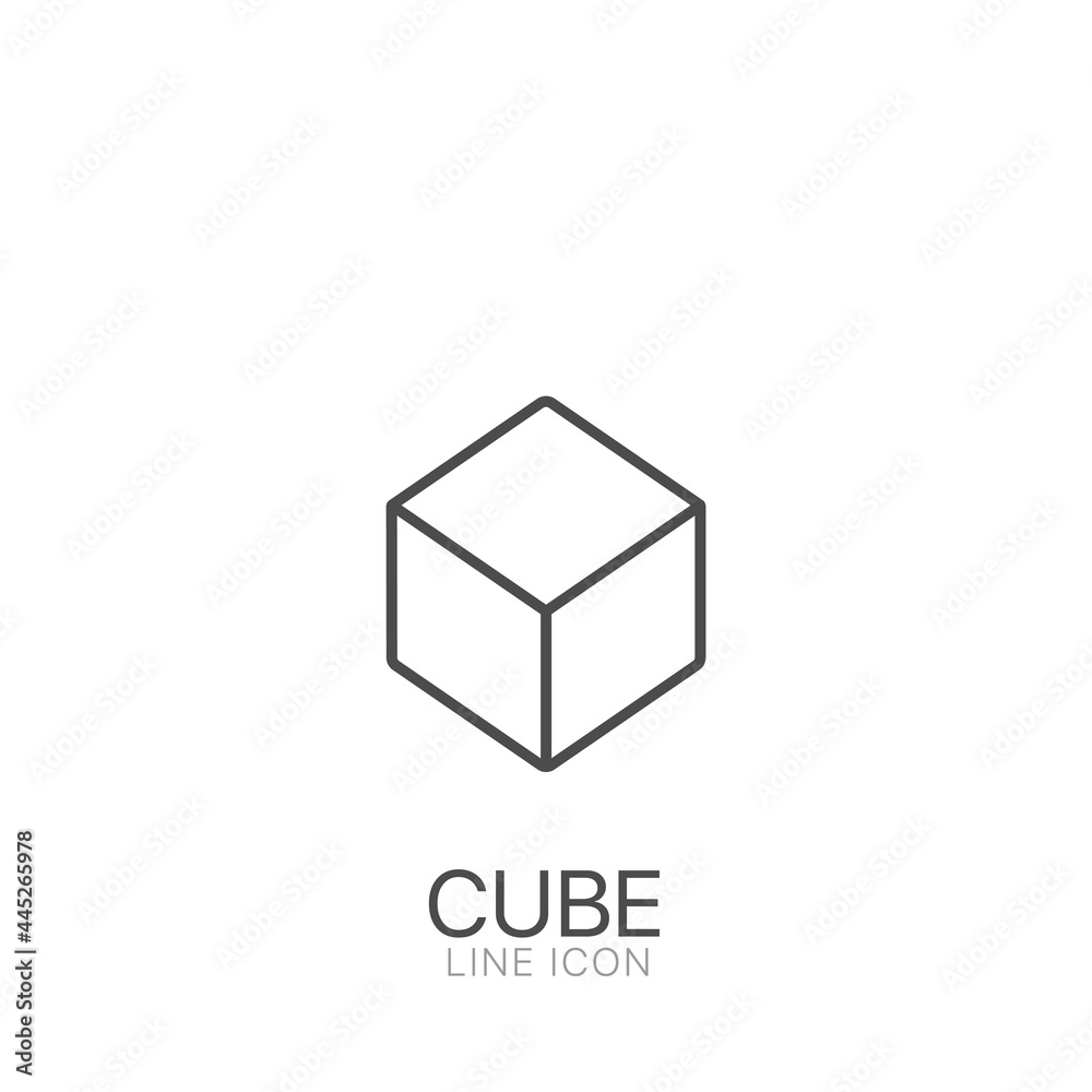 Cube shape vector line icon. Editable stroke Cube shape vector line icon. Editable stroke