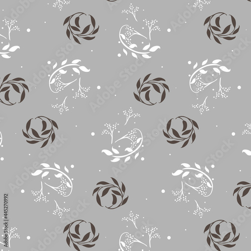 seamless pattern with flowers and leaves