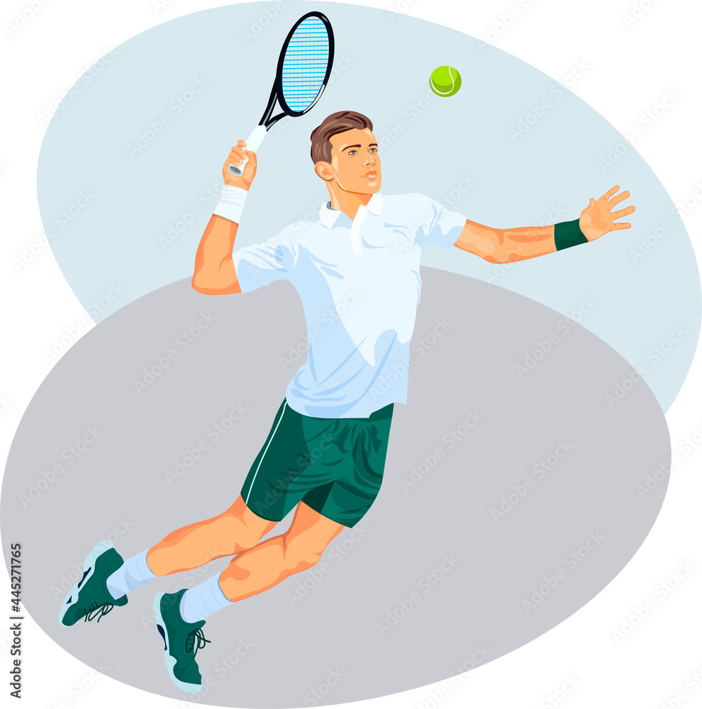 a male athlete plays tennis