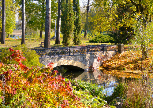 stone bridge autumn park