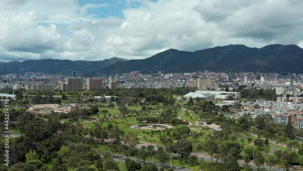 Parque Metropolitano Simón Bolívar in Bogota Colombia. Aerials 4K, Drone video.