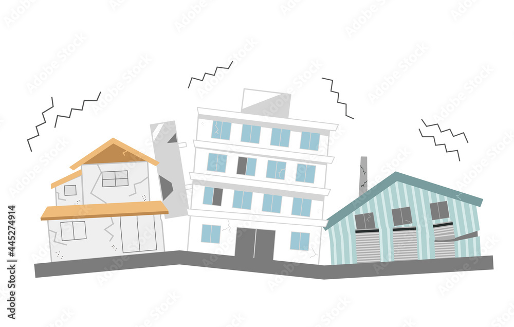Fototapeta premium 地震 破損する建物