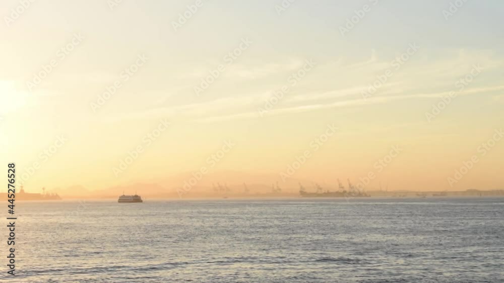 Sunset in Guanabara Bay with boats Sunset in Guanabara Bay with boats