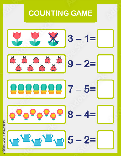 Counting Game for Preschool Children. An educational math game.