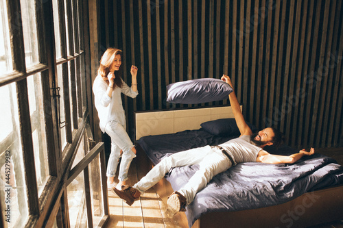 couple having fun in bedroom