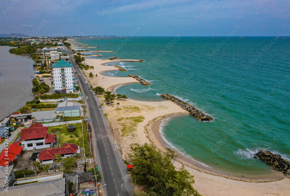 Aerial view of PMY Beach in Rayong, Thailand