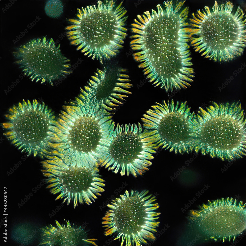 Viewing the coronavirus under a digital microscope. Enlarged macro image. The shell of the covid virus. Viewing the coronavirus under a digital microscope. Enlarged macro image. The shell of the covid virus.