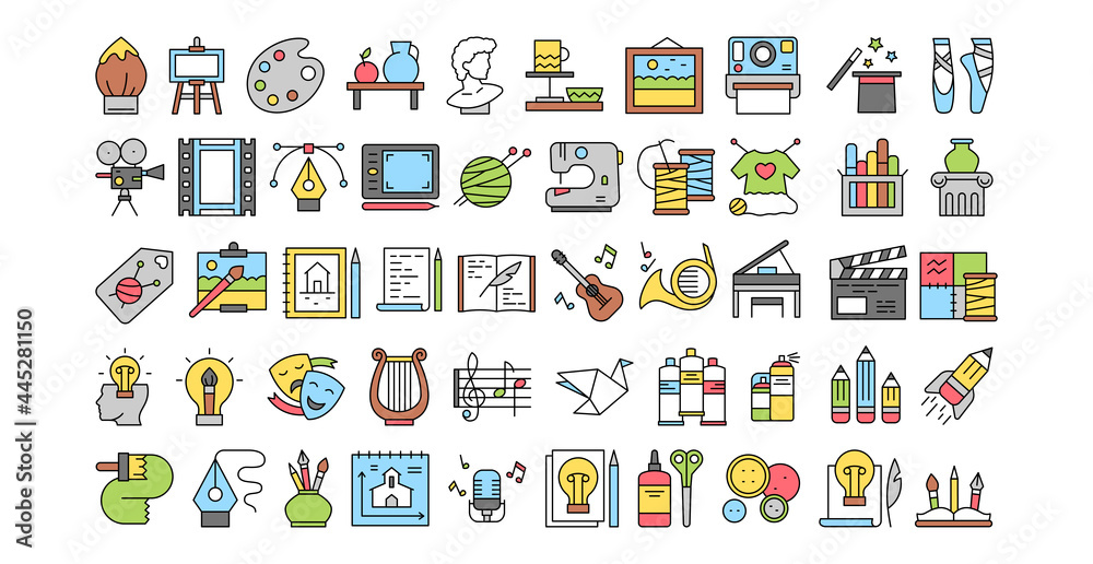 Various hobbies icons selection on white background - Vector - obrazy, fototapety, plakaty 