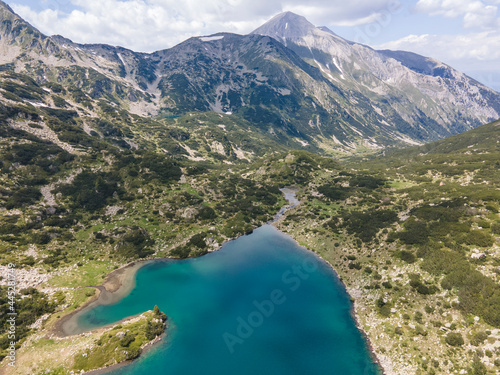 Fototapeta Naklejka Na Ścianę i Meble -  Aerial view of Fish Banderitsa lake, Pirin Mountain, Bulgaria