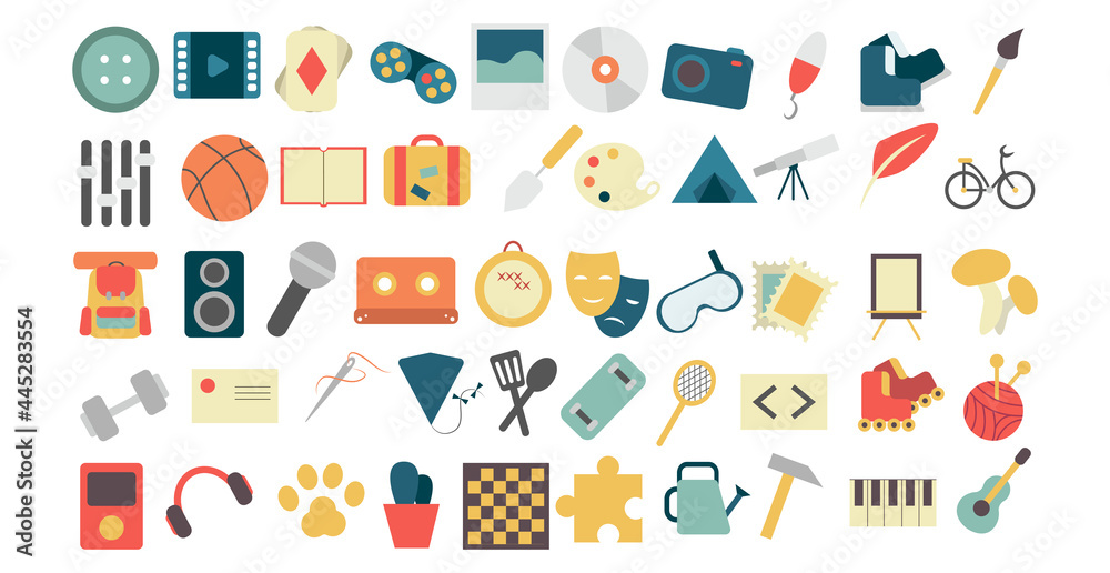 Various hobbies and professions icons collection - Vector - obrazy, fototapety, plakaty 