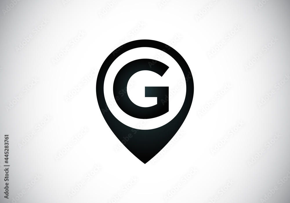Initial G monogram letter alphabet with location icon pin sign. Font emblem. Navigation map, GPS, direction, place, compass, contact, search concept. Initial G monogram letter alphabet with location icon pin sign. Font emblem. Navigation map, GPS, direction, place, compass, contact, search concept.
