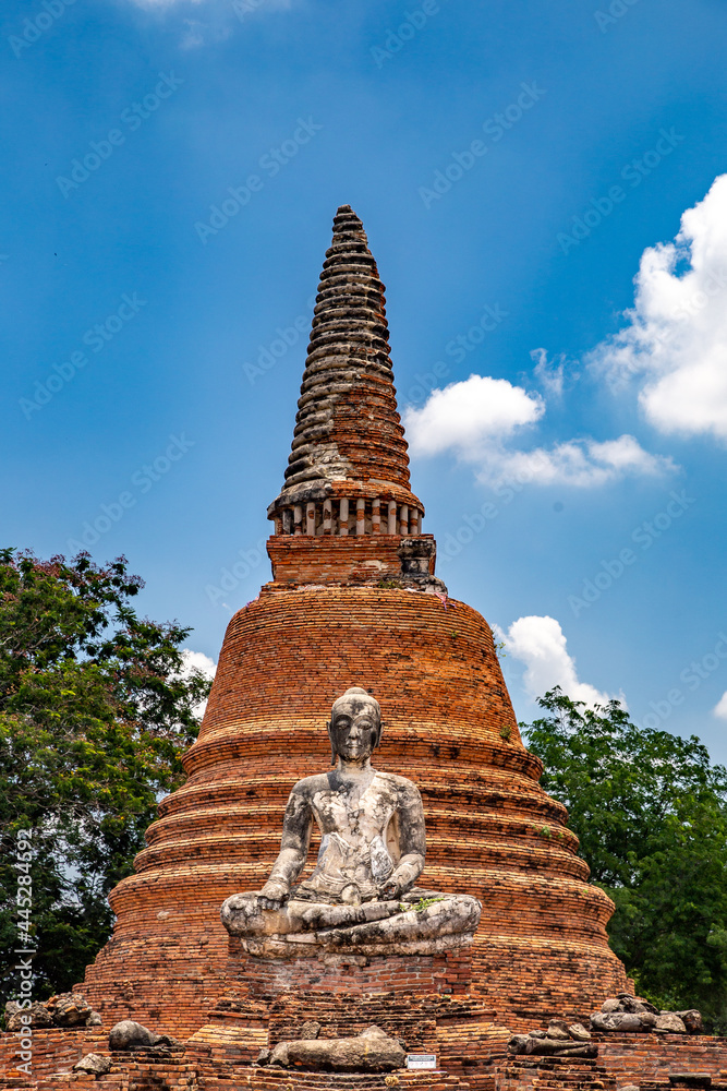 Wat Worachettharam temple, sitting buddha in Phra Nakhon Si Ayutthaya, Historic City in Thailand