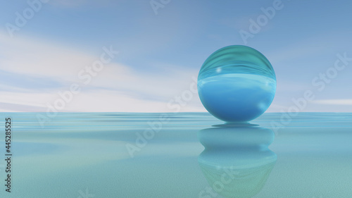 Water with sky background. 3D illustration, 3D rendering