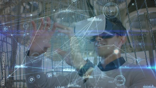 Wallpaper Mural Animation of network of connections over businessman using vr headset Torontodigital.ca