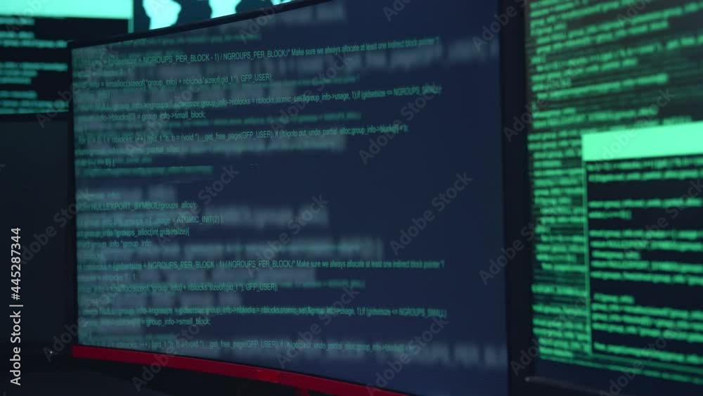 Code On Multiple Computer Screens, Cyber Attack
