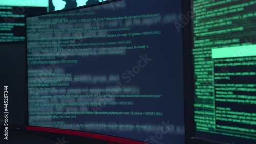 Code On Multiple Computer Screens, Cyber Attack
