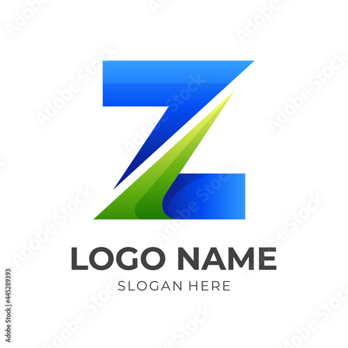 letter Z logo vector with 3d blue and green color style Free Download letter Z logo vector with 3d blue and green color style - GFXLoad