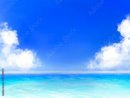 晴天の空と雲と海の背景素材