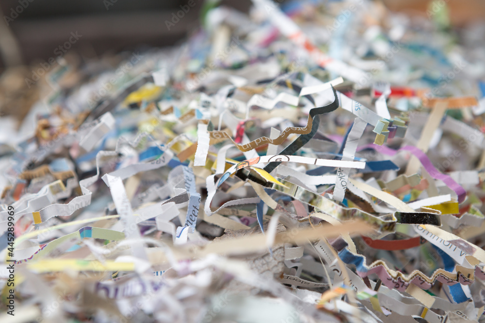 Selective focus Pile of recycled paper scraps for global warming concept Selective focus Pile of recycled paper scraps for global warming concept