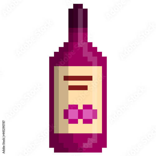 Pixel art bottle wine concept pixel art illustration vector eps