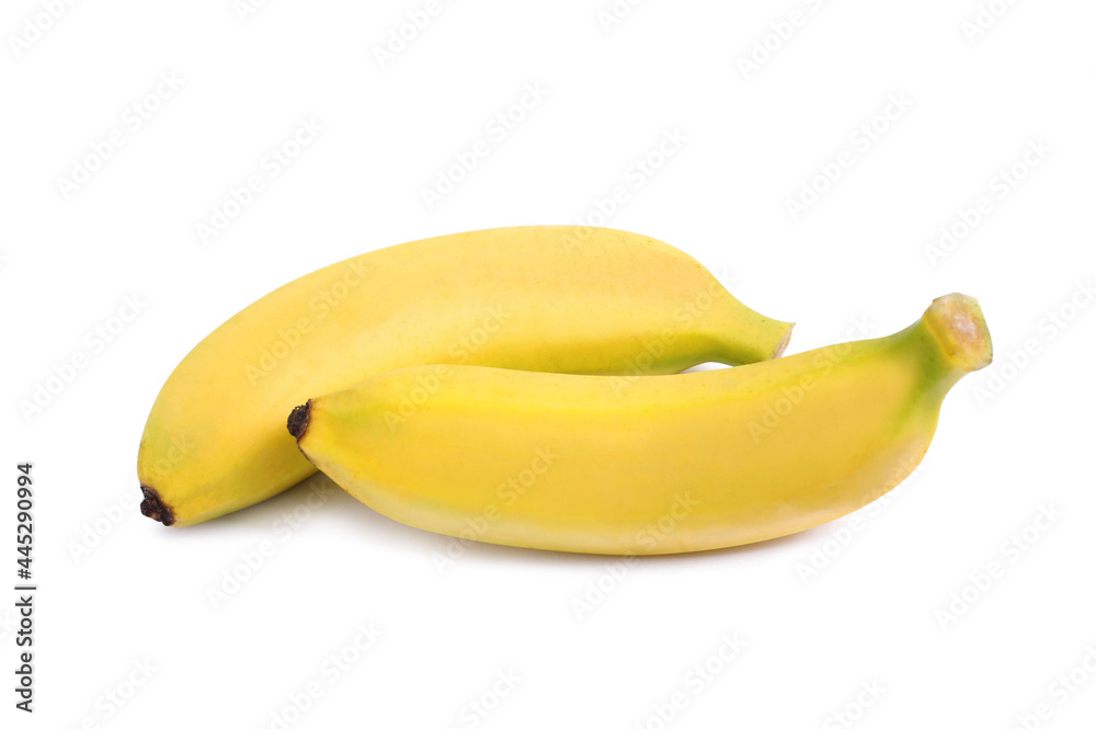 Sweet ripe baby bananas isolated on white