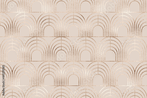 Art deco seamless pattern with gold  arch tiles.