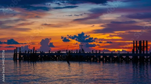 4k timelapse colorful sunset sky, thongsala pier , koh Phangan ,surrathani ,thailand photo