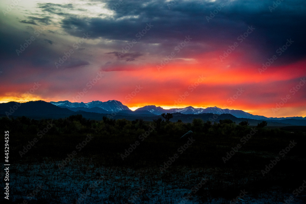 sunset over the mountains