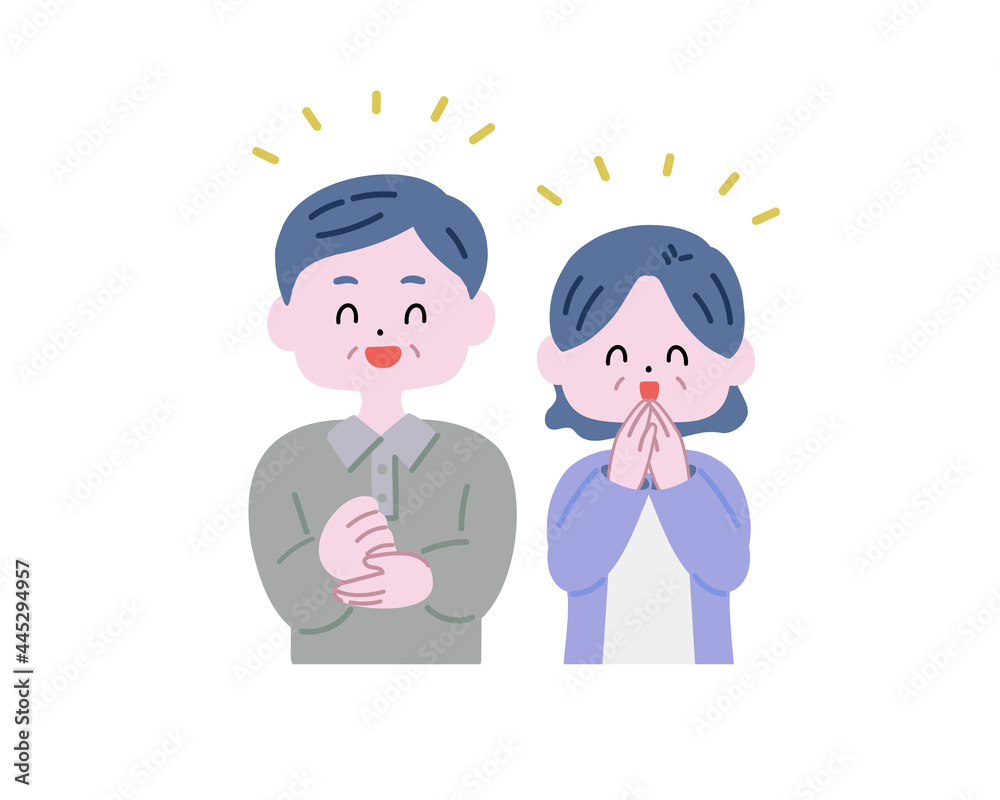 納得して喜ぶ老夫婦 納得して喜ぶ老夫婦