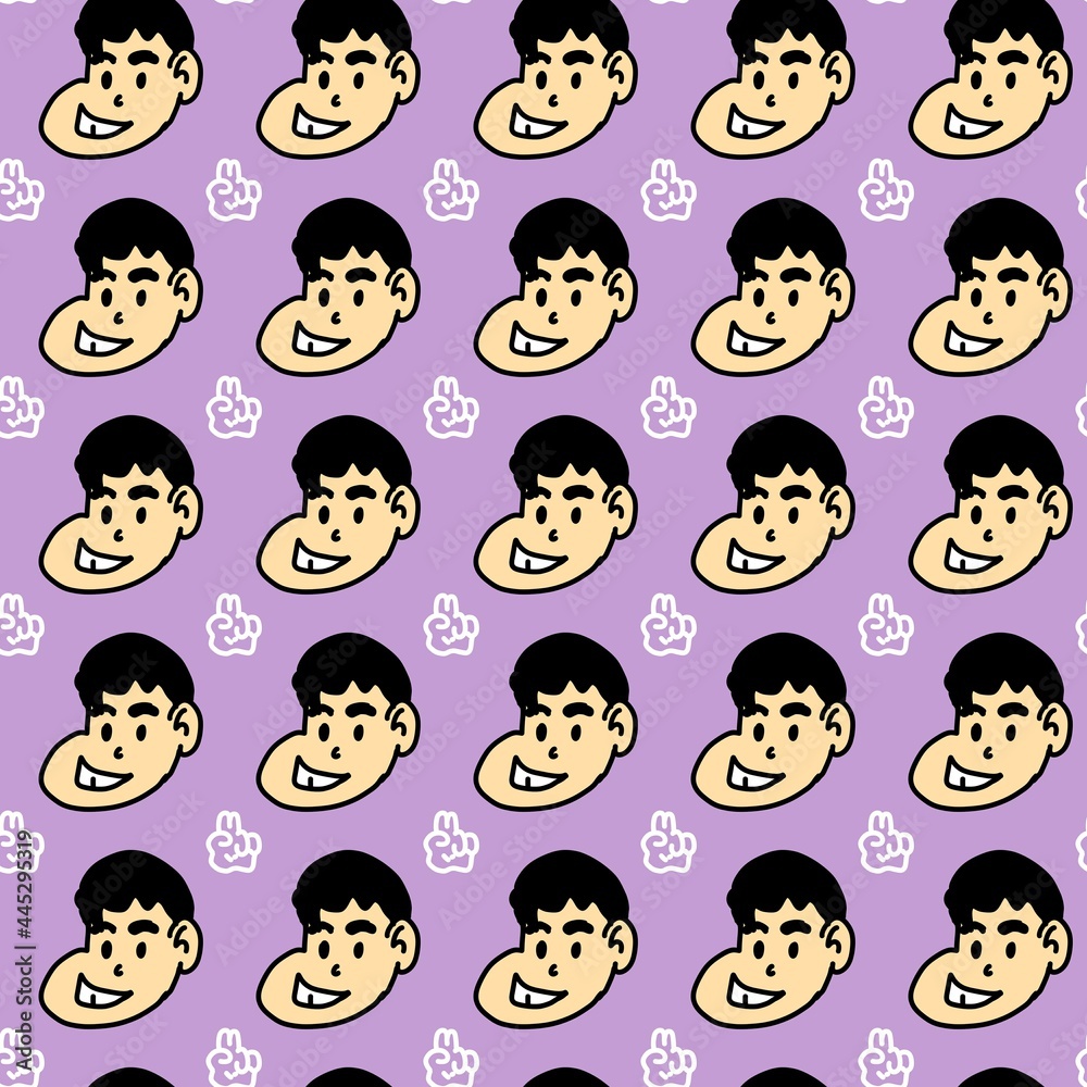 seamless pattern of cute man cartoon seamless pattern of cute man cartoon