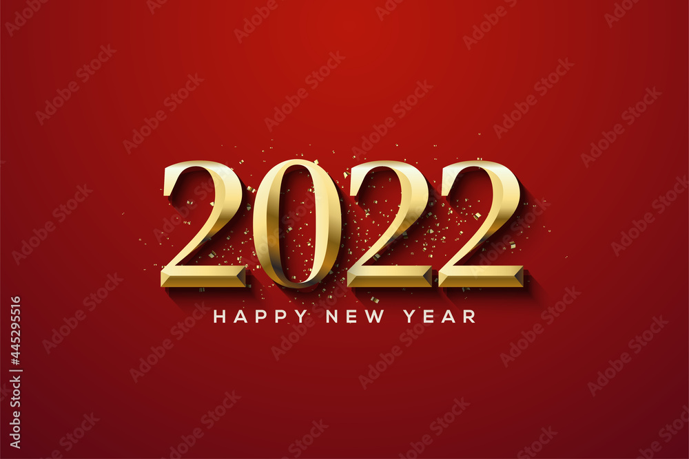Happy new year 2022 with elegant numbers.