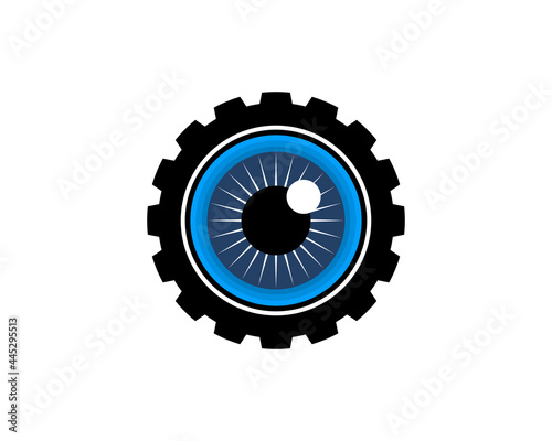 Blue eyes inside the gear logo