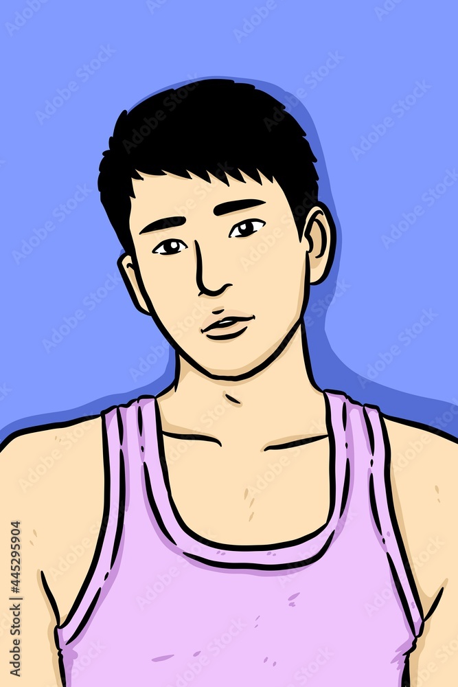 Fototapeta premium cute man cartoon on blue color background