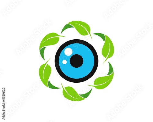 Circular nature leaf with eye care inside