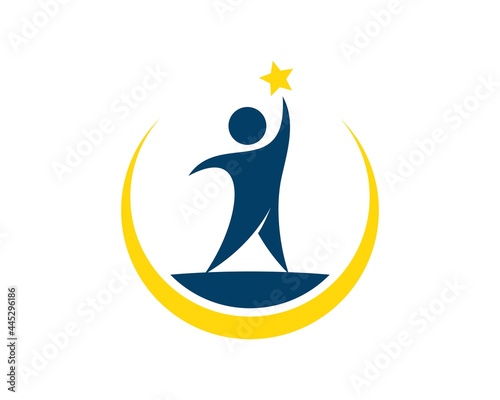 Circle swoosh with people and star inside