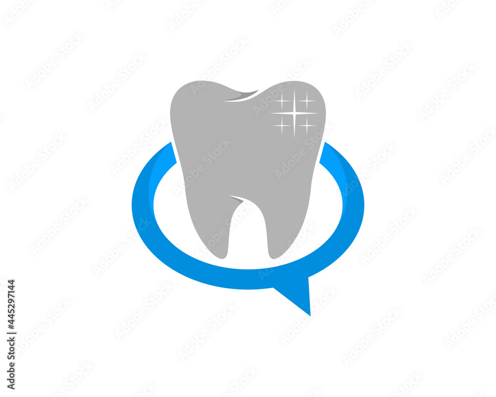 Clean teeth inside the bubble chat logo Clean teeth inside the bubble chat logo