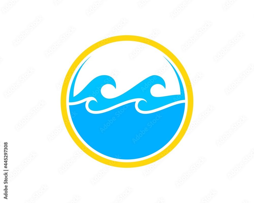 Circle shape with abstract beach wave inside Circle shape with abstract beach wave inside