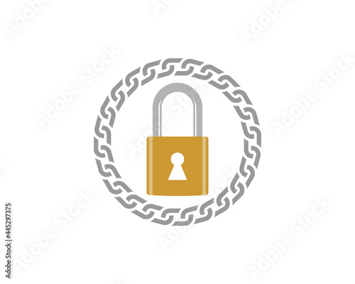 Padlock inside the circle chain logo