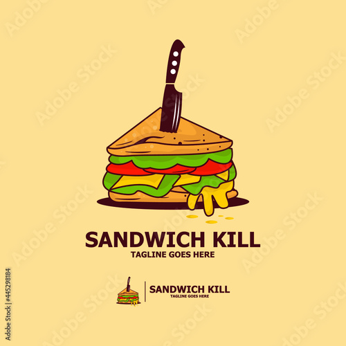 Sandwich logo design template. sandwich vector illustration.