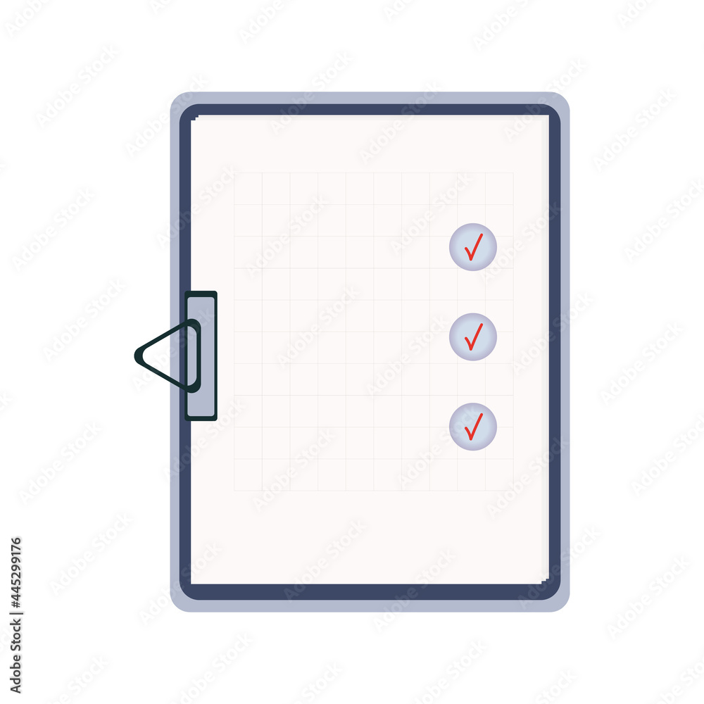 Survey form, paper page or check list on clipboard. Choose a test, exam, questionnaire or quiz. Question and answer selected and check mark. The result of a survey form, schedule. Vector illustration Survey form, paper page or check list on clipboard. Choose a test, exam, questionnaire or quiz. Question and answer selected and check mark. The result of a survey form, schedule. Vector illustration