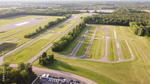 Aerial View Of Bosch Automotive Proving Ground In Flat Rock, Michigan On A Sunny Day. sideways photo