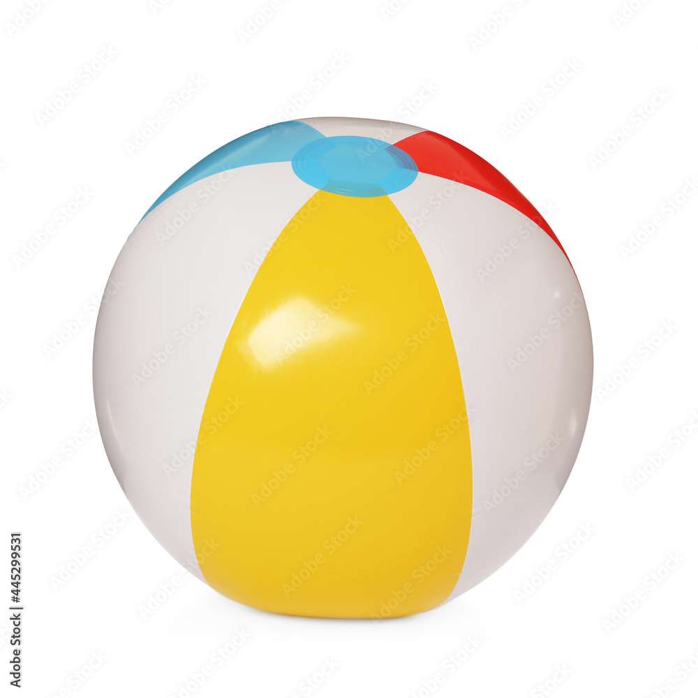 Inflatable colorful beach ball isolated on white Inflatable colorful beach ball isolated on white
