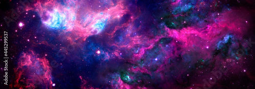 Stampa su tela Cosmic background nebula with stardust and shining stars.