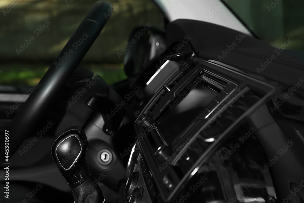 Fototapeta premium View of dashboard with navigation system in modern car