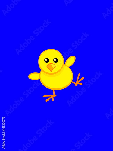 yellow duckling on blue background