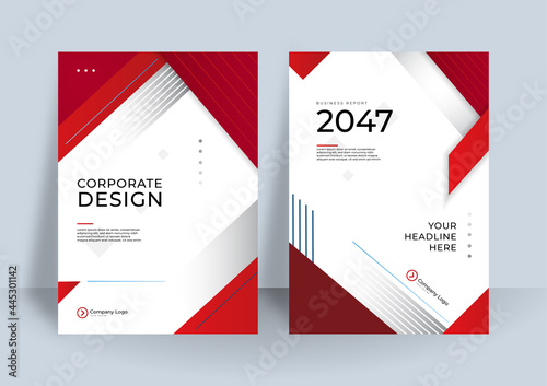 Red flyer cover business brochure vector design, Leaflet advertising abstract background, Modern poster magazine layout template, Annual report for presentation.
